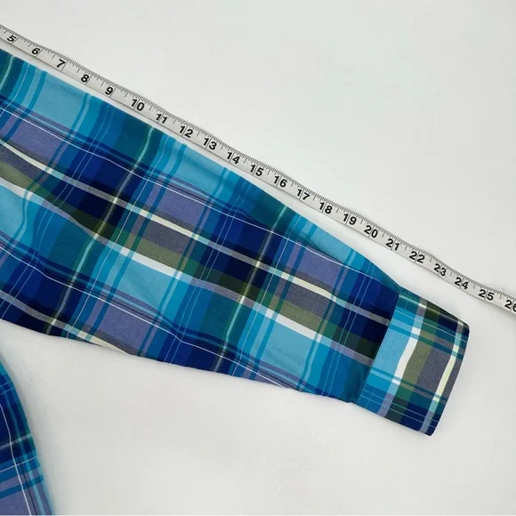 Alan Flusser Shirt Mens L Large Blue Plaid Button Down Long Sleeve Flip Cuff - Picture 7 of 11
